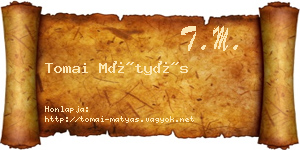 Tomai Mátyás névjegykártya